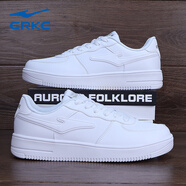 鴻星爾克（ERKE）板鞋男女款新款低幫板鞋休閑透氣鞋潮鞋百搭潮流女鞋情侶鞋運動(dòng)鞋 正白/亮銀（男款） 39