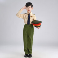 兒童大合唱學(xué)生運(yùn)動(dòng)會(huì)演出幼兒園園服男女小海軍水手制服警察軍裝 米黃男(長(zhǎng)袖+褲子) 130cm