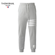 thombnail TB四道杠衛褲男春秋束腳寬松休閑男女同款純棉長(cháng)褲條紋運動(dòng)褲子 淺灰色 M 1碼