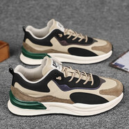 者頓（zhedun）鞋子男鞋跑步鞋春夏季透氣運動(dòng)鞋包百搭休閑老爹鞋防滑阿甘慢跑鞋 YJ-Q2208米色 41