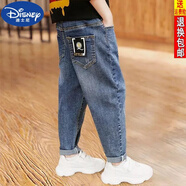 迪士尼（DISNEY）新款男童牛仔褲4--12歲兒童褲子休閑洋氣中大童小腳褲牛仔長褲潮