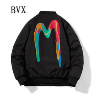 BVX飛行員夾克男外套日系百搭時(shí)尚刺繡情侶裝寬松冬季加厚休閑棒球服 彩色 M