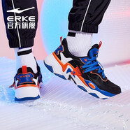 鴻星爾克（ERKE）【斷碼淸倉】運(yùn)動(dòng)鞋男防滑耐磨防滑跑步鞋紅星官網(wǎng)旗艦緩震老爹鞋 正黑/藍(lán) 39