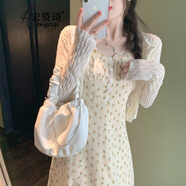 宏資琦吊帶連衣裙2025夏季新款法式氣質(zhì)碎花雪紡長(cháng)裙子時(shí)尚洋氣兩件套裝 開(kāi)衫+淡黃連衣裙 S