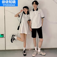 臻莆 情侶裝夏天 套裝裙子情侶裝夏裝套裝感polo短袖T恤男不一樣的你 女生連衣裙 S