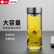 希諾玻璃杯單層加厚帶濾網(wǎng)男士水杯便攜車載泡茶杯耐高溫大容量喝水杯 晶透蓋-帶濾網(wǎng)-6191-410ml