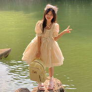 口旋日系軟妹小個(gè)子洛麗塔蝴蝶結連衣裙女學(xué)生夏季新款韓版減齡公主裙 米白色連衣裙 S