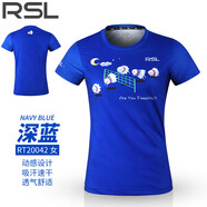 2022新款RSL亞獅龍羽毛球服男女短袖速干運動上衣T恤RT10042 RT20042深藍 女款 L