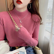 妃麗慕尚半高領(lǐng)針織打底衫女裝秋冬季長(cháng)袖上衣修身顯瘦洋氣軟糯風(fēng)內搭毛衣 2816櫻花粉 L