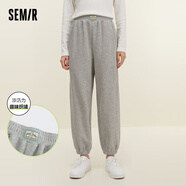 森馬森馬休閑褲女松緊腰運動(dòng)褲顯瘦春秋款氣質(zhì)女生簡(jiǎn)約個(gè)性百搭 中花灰0012 160/84A/M