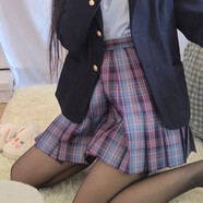 amber heey純欲黑絲jk制服夏裙正套裝全套甜美格裙學(xué)院風(fēng)半身裙學(xué)姐百褶裙女 電競少女+短袖襯衫+蝴蝶結+黑絲 2XL