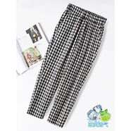 元樂(lè )申黑白格子褲女2023夏季薄款褲子高腰小個(gè)子直筒休閑褲九分哈倫褲女 黑白格子 L 建議105-120斤