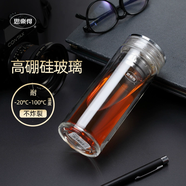 思樂(lè )得【單拍不發(fā)貨】贈品雙層玻璃杯 透明杯蓋350ml