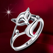 【曲美思】925銀小狐貍戒指女士寓意招桃花轉運個(gè)性開(kāi)口食指潮人單身中指指環(huán) 狐貍戒指【開(kāi)口可調大小】