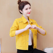 夢史怡短款風(fēng)衣女小個(gè)子外套2021新款時(shí)尚百搭寬松夾克女 8092#黃色 M 【80-100斤左右】