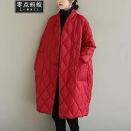 零點(diǎn)螞蟻大碼女裝冬裝胖mm時(shí)尚韓版寬松保暖棉衣外套女中長(cháng)款胖妹妹加肥加大碼棉服棉襖 紅色 L【120-150斤】