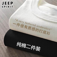 JEEP SPIRIT【兩件裝】吉普時(shí)尚長袖t恤男士春秋季商務(wù)青年純棉寬松打底衫t恤 黑色+白色【01款純棉二件裝】 XL （建議125-135斤）