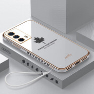 優(yōu)蕾絲 vivoiqooz5手機(jī)殼V2148A保護(hù)硅膠套5G版直邊楓葉全包防摔軟殼男女款外殼時(shí)尚個(gè)性 iQOO Z5【優(yōu)雅白】楓葉直邊電鍍?nèi)龄撃?手繩