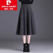 皮爾卡丹（pierre cardin）女裝百搭毛呢打底冬裙女高腰半身裙2026年秋冬季新款中長(cháng)款遮肚子 灰色 28二尺一建議體重100-110斤