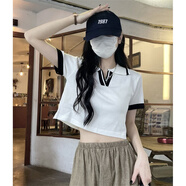 Radinka2025夏新款辣妹掛脖假兩件T恤小心機顯瘦針織衫女短款性感上衣BLL 減齡顯瘦白色 均碼