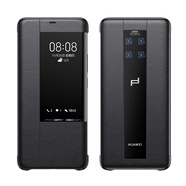 甲度 華為Mate20 RS 保時捷設計手機殼保護套真皮防摔商務智能視窗mate20pro保時捷皮套 玄黑【露標款】