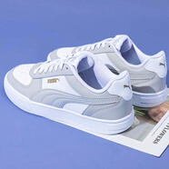 彪馬（PUMA）男鞋女鞋 2025夏季新款休閑鞋 時(shí)尚潮流皮革面小白鞋運(yùn)動(dòng)低幫板鞋 彪馬白-灰色-金色/橡膠厚底 40.5 (260mm)