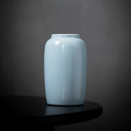 汝窯復古花瓶擺件簡(jiǎn)約客廳水養插花民宿書(shū)房居家陶瓷精致創(chuàng  )意花器 藍色古華