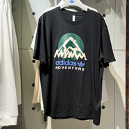 阿迪達(dá)斯（adidas）三葉草印花短袖男裝夏季新款健身訓(xùn)練運動服透氣休閑圓領(lǐng)t恤衫 IC2361黑色/雪山圖案印花 L