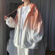 摘星少年男士連帽衛(wèi)衣男秋冬季潮牌開衫加絨加厚外套情侶港風寬松衣服班服 粉紅色 常規(guī) XL