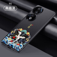 魯深榮耀90Pro手機(jī)殼榮耀90手機(jī)殼REA-AN00手機(jī)套鶴圖案素皮皮革榮耀90GT保護(hù)套皮紋 榮耀90【石墨黑】REA-AN00 素皮CD紋【平安鶴】贈(zèng)保護(hù)膜