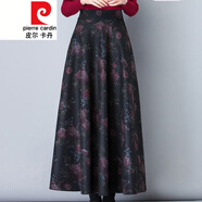 皮爾卡丹冬季毛呢格子半身裙長(zhǎng)裙女秋冬加厚a字裙氣質(zhì)加厚大擺裙針織 花色 復(fù)古花2 2XL