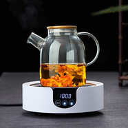 美斯尼 玻璃茶壺泡茶壺花果茶冷飲涼水壺加厚耐熱燒水壺家用茶具套裝 1600ml 壺 +電陶爐