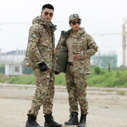 盾郎迷彩沖鋒衣外套男加絨戶外戰(zhàn)術套裝登山服蛙服軍迷工作服 CPU【加絨外套+褲子】 175/XL