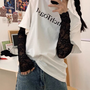 曼琪魅雅（MANQIMEIYA）冰袖女防曬袖套夏季透氣甜美鉤花蕾絲2023年新款韓版網(wǎng)紅百搭護胳 黑色蕾絲袖套2只