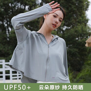 翊尚美防曬衣女冰絲薄款透氣夏季2025新款防紫外線防曬服騎車連帽短外套 【冰感防曬黑膠大帽檐】深灰色 均碼 【適合80-140斤】