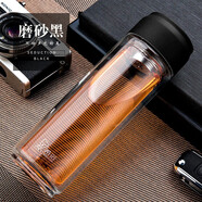 希諾（HEENOOR)雙層玻璃杯辦公車載透明水杯帶蓋大容量杯子 免費(fèi)刻字