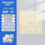 Homaner涂鴉智能觸摸WiFi開關(guān)遠程遙控免布線面板小度小愛天喵音箱86開關(guān) 金色一開（單火/零火通用版）