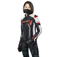杜漢（DUHAN）摩托車騎行服皮衣男女情侶機(jī)車夾克四季防風(fēng)防摔賽車服夏季騎士服 黑紅白夏季網(wǎng)眼布（女） L