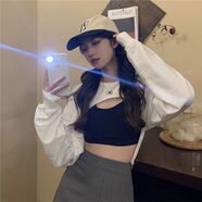 惠奴比歐美辣妹上衣春季衣服女2022新款韓版個(gè)性百搭洋氣罩衫純色長(cháng)袖潮 白色 【高質(zhì)量】 XL