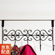 益馨榮 鐵藝門(mén)后掛鉤無(wú)痕衣帽架強力衣架掛衣鉤衣服壁掛衣掛架家居家裝 黑色（五勾）