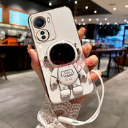 MARMOTER vivoiQOOZ6手機殼V2220A保護硅膠套全包防摔軟殼直邊電鍍輕薄外殼 iQOOZ6【優(yōu)雅白】帶宇航員支架+全屏鋼膜+掛繩