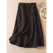 【特價(jià)撿漏】高檔輕奢品牌剪標亞麻半身裙中長(cháng)款休閑百搭顯瘦棉麻字裙子 黑色 M