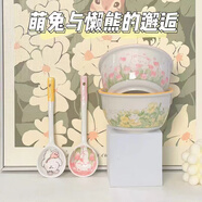 佩爾森【可愛多2碗2勺】4.75英寸米飯碗大容量飯碗輔食碗陶瓷餐具釉下彩 兩碗兩勺 4件套