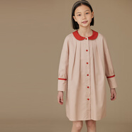 哈齒（hacikis）哈齒童裝2024春夏新品女童連衣裙純棉撞色襯衫式裙子兒童大碼衣服 貝殼粉 170cm