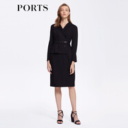 PORTS 寶姿秋冬新品女裝優(yōu)雅修身中長裙通勤V領(lǐng)針織連衣裙 ALM9N012LCF053-黑色 S (4)