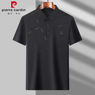 皮爾卡丹（pierre cardin）高端冰絲涼感透氣短袖t恤夏季爸爸裝休閑薄款冰絲POLO 衫春秋款 黑色 A42 165/M碼【建議70-120斤】