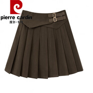 皮爾卡丹（pierre cardin）2024冬季新款毛呢百褶裙半身裙韓版高腰顯瘦氣質(zhì)百搭a字短裙子女 咖啡色 S