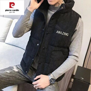 皮爾卡丹（pierre cardin）秋冬季潮男棉馬甲韓版燈芯絨立領(lǐng)外套保暖背心棉馬夾外穿坎肩 黑色 2XL 適合130-150斤