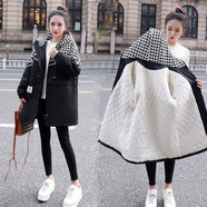 品匯菲 大碼女裝棉服秋冬季加肥微胖mm加絨加厚顯瘦遮肚子保暖棉衣外套 黑色 2XL 建儀150-175斤