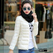 QIYUN 輕薄羽絨服女短款秋冬新款韓版修身薄款短外套女 立領(lǐng)白色 M 【80-95斤】